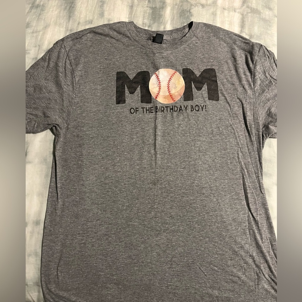 L Gildan Soft style tee shirt for Mom of the Birthday Boy - baseball theme